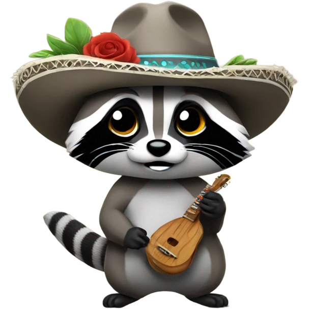 Raccoon wearing sombrero holding a pew pew  emoji