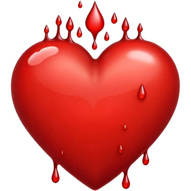 A few drops of blood and a bright red heart emoji
