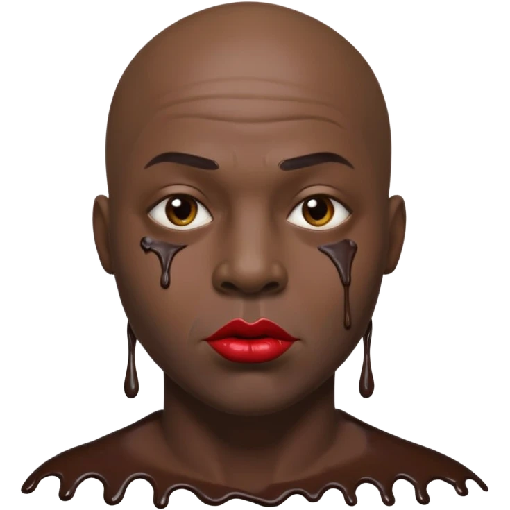 Bald man with huge lips and drown chunky paint on his face  emoji