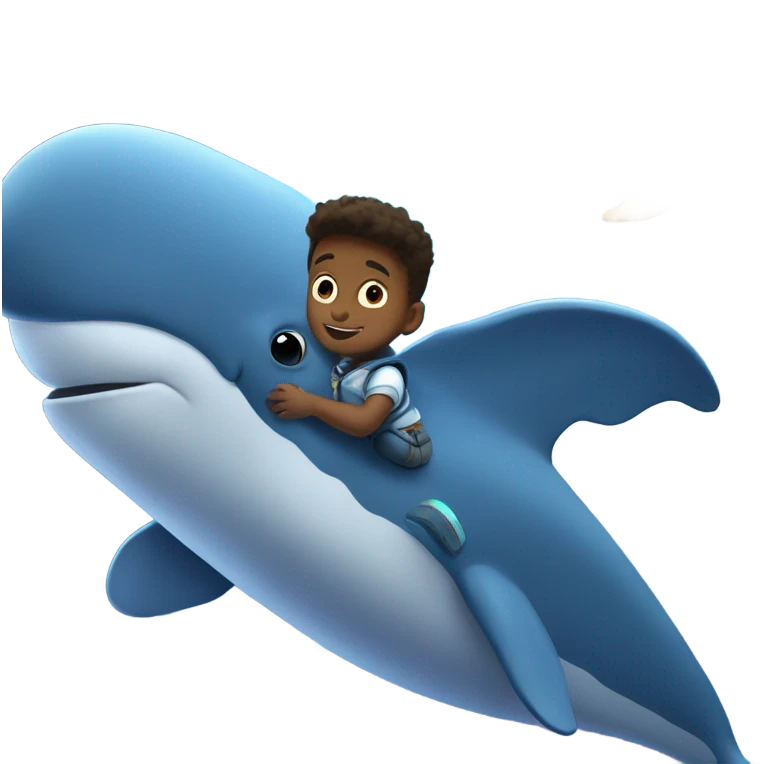 Half boy, half unicorn riding a blue whale through space emoji