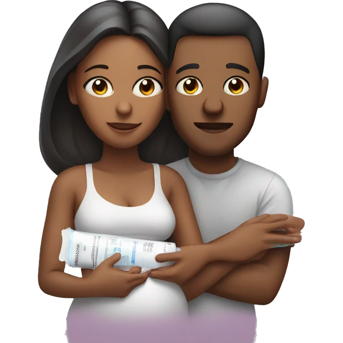 couple looking at pregnancy test emoji