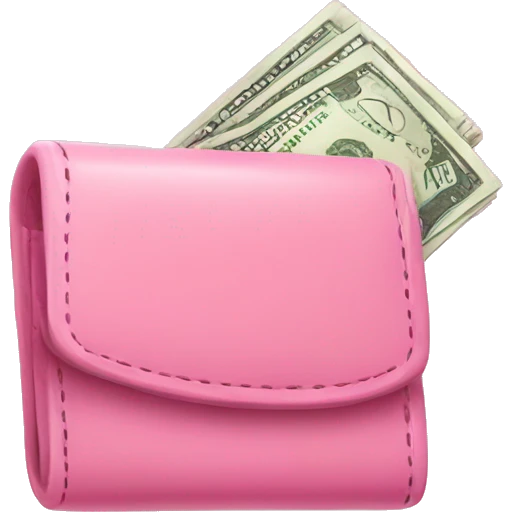 Cute Pink wallet with money  emoji