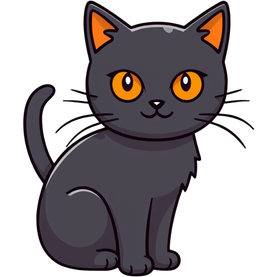 black cat with orange eyes emoji