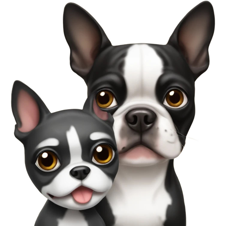 boston terrier with raccoon emoji