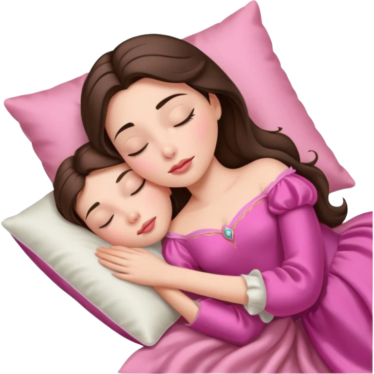 sleeping beauty brunette white girl with a silk pillow emoji