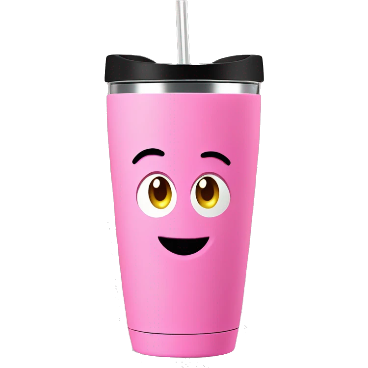 Pink 40oz tumbler cup with handle emoji