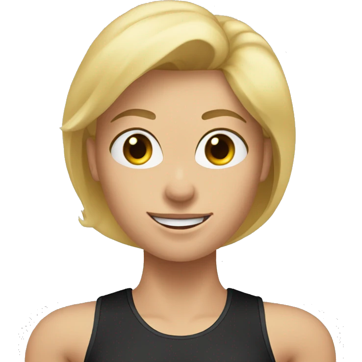 blonde woman working out with a black tank top and she is holding a dumbell emoji