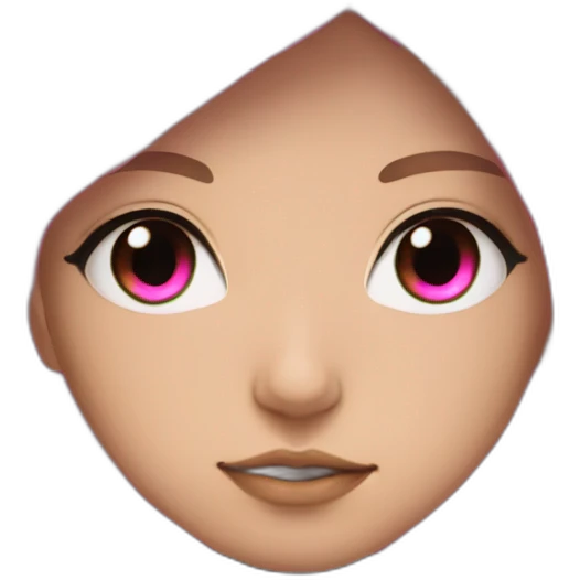 Anime girl with pink shoulder long hair, having a black cyberpunk cloak over half of her head, pink eyes emoji
