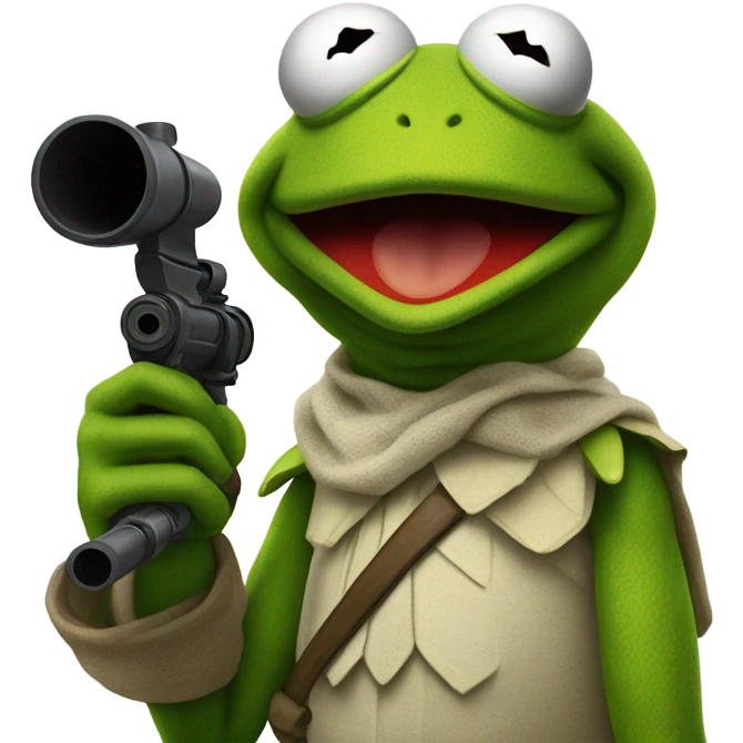Kermit the frog with a bazooka emoji
