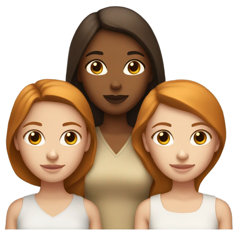 Group of three girls, two with brunette hair and tan skin and one that has ginger hair and pale skin emoji