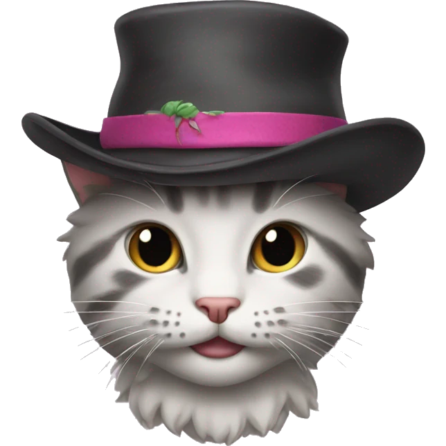 kitty with crazy hat emoji
