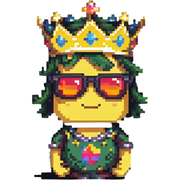 Gaming character with crown and shades emoji