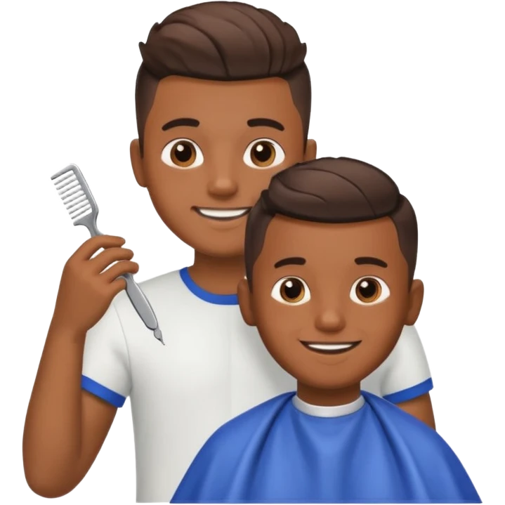 Barber cutting boys hair emoji