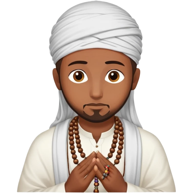 Muslim person in deep contemplation with prayer beads emoji
