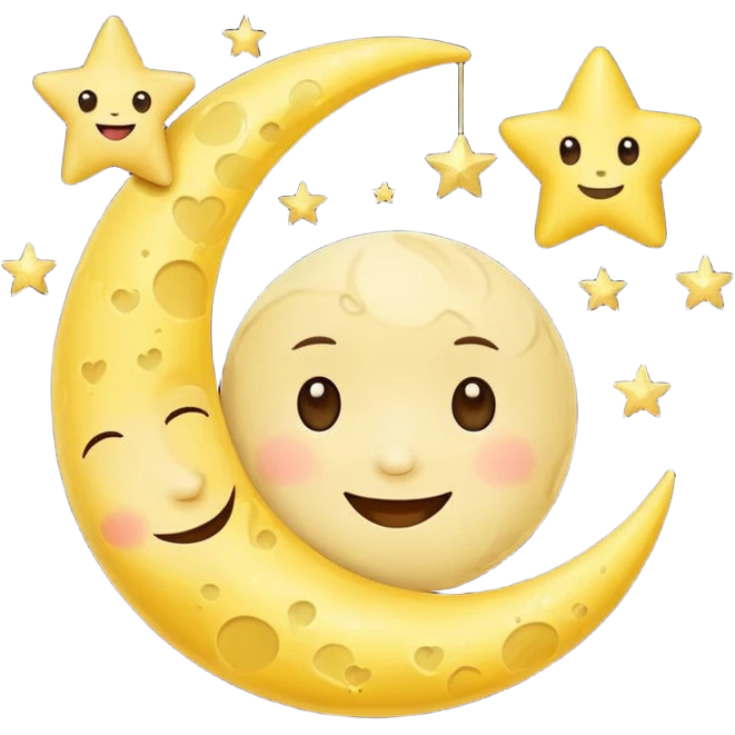 Cute moon holding with love a star  emoji