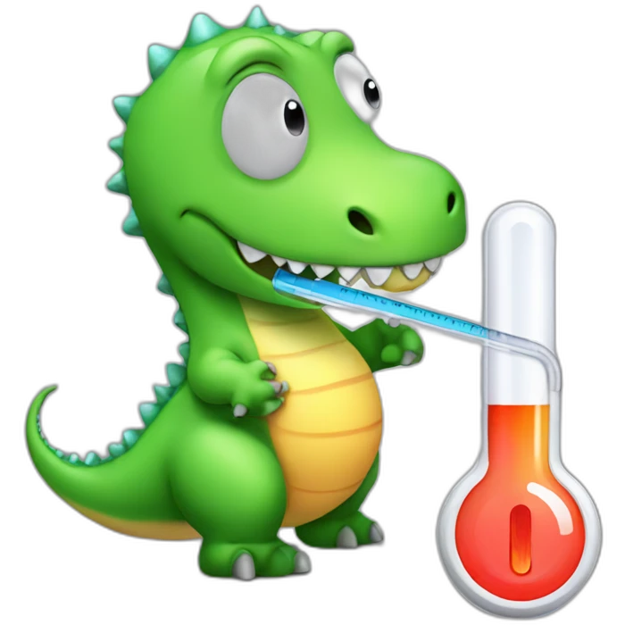 fever dinosaur with thermometer emoji