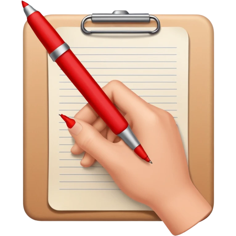 рука телесного цвета пишет красной ручкой emoji