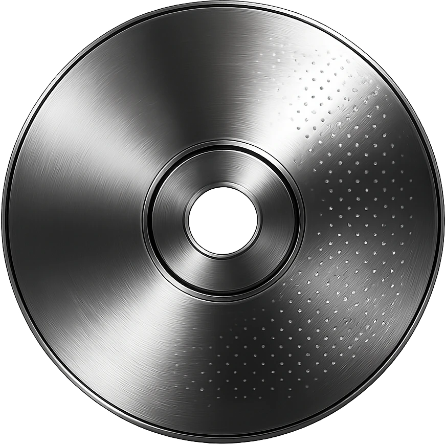 A minimalist CD disc with dot pattern, glowing effect, green color emoji