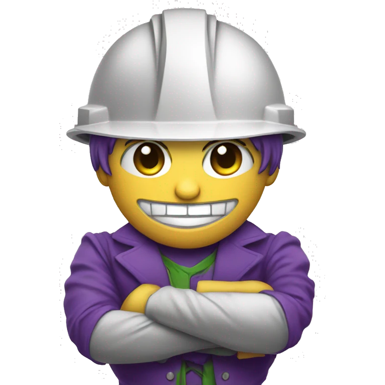 Cute joker with crossed arms with construction helmet emoji