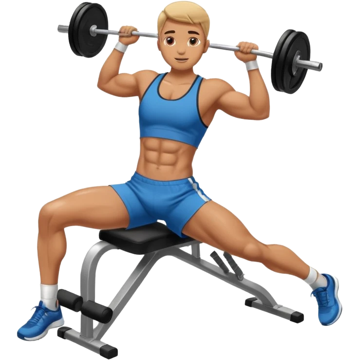 persona haciendo abdominales de piernas en el gimnasio emoji