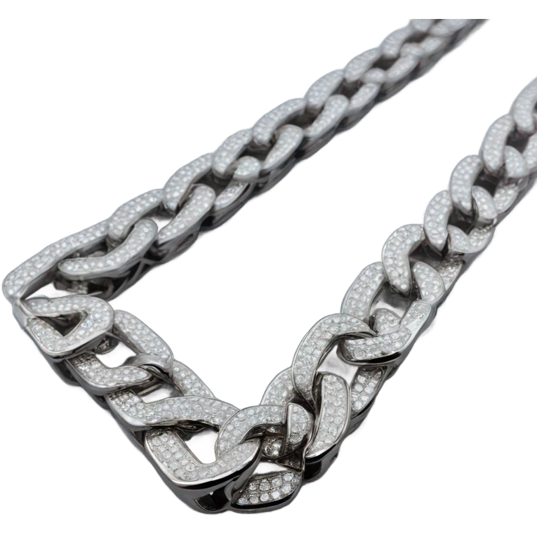 White gold Iced out cuban chain emoji