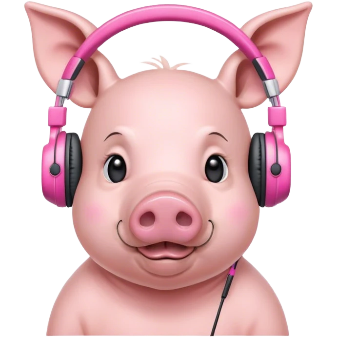 piggy in pink headphones  emoji