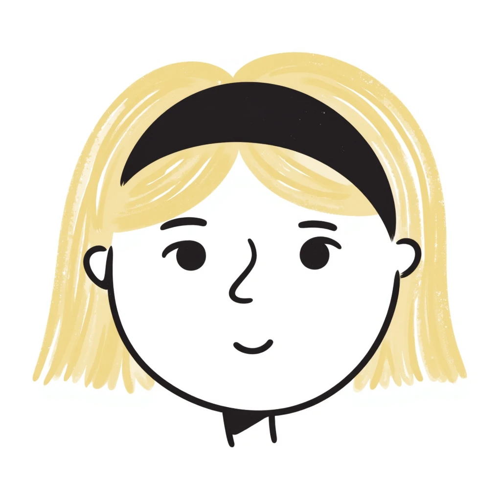 blonde girl's head, hand drawn doodle style emoji