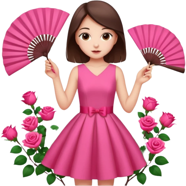 Clean girl pink fan and I love rose emoji