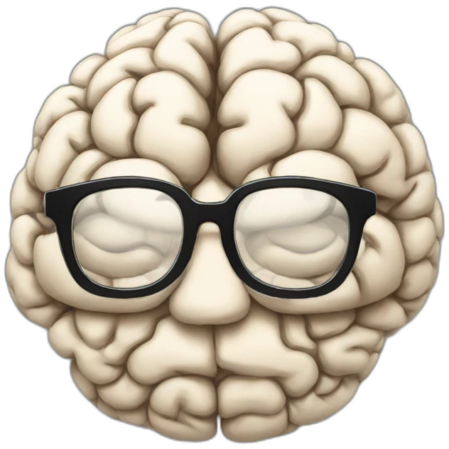 Brain with thick glasses - mind blown emoji
