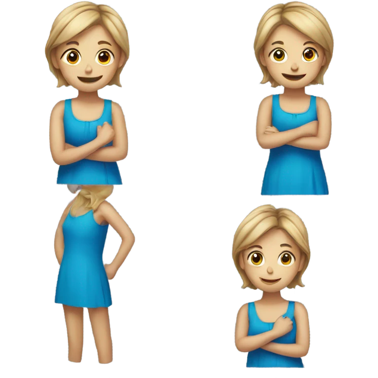 smiling girl in blue dress but make her sick emoji