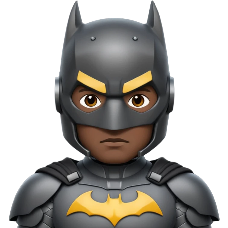 Batman emoji, armored suit, serious expression emoji