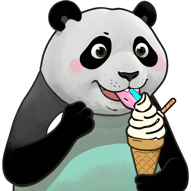 Panda eating ice cream emoji