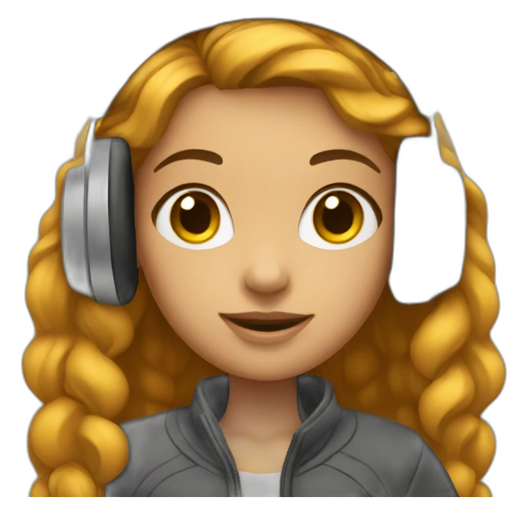 Girl in headphones with microphone emoji
