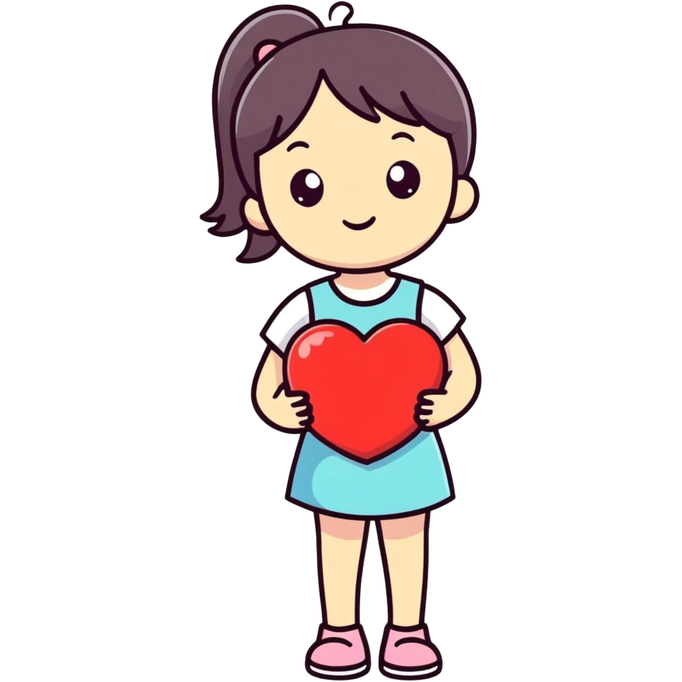 Girl with love emoji