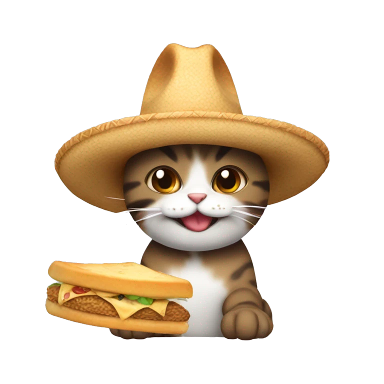 gato con sombrero comiendo pan emoji