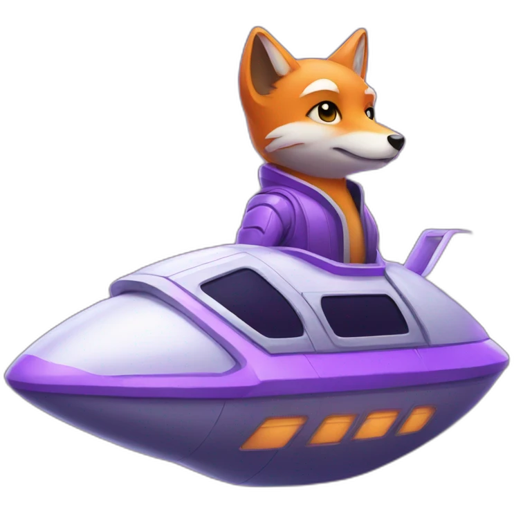 a purple fox in a spaceship emoji