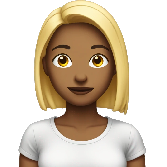 young woman wearing a t-shirt. Show from the shoulders up emoji