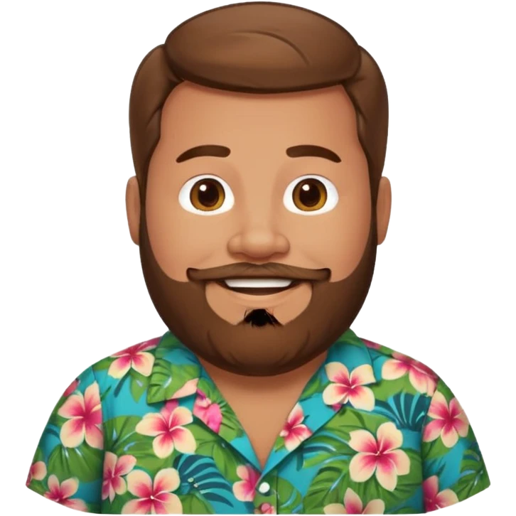 Fat man brown hair with beard Hawaiian shirt  emoji