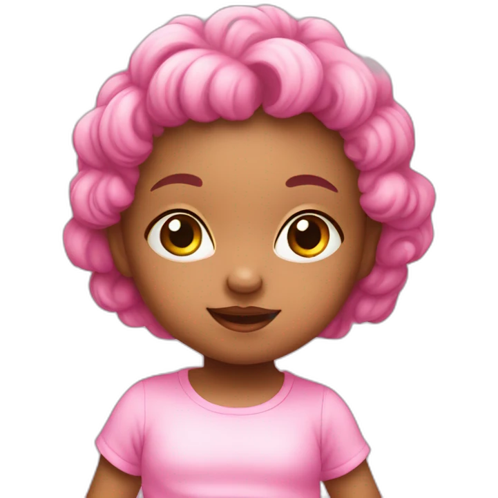 funny cute baby girl in pink emoji