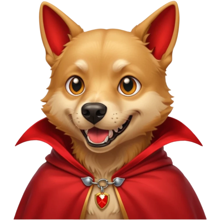 Goldern Vampire Dog in red collar cloak emoji