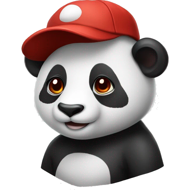 Realistic panda with a bright red baseball cap emoji