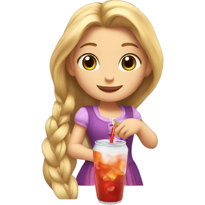 Rapunzel drinks a soda emoji
