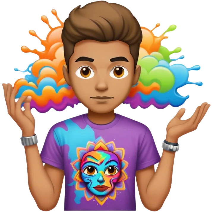 Graffiti writer with psychedelic t-shirt emoji
