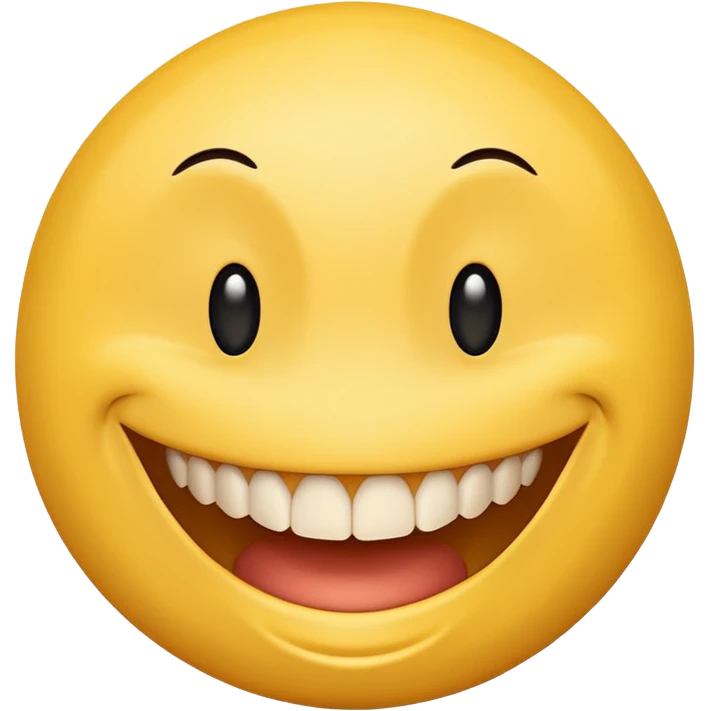 a yellow  smiley face with very long teeth like the trivago guy emoji