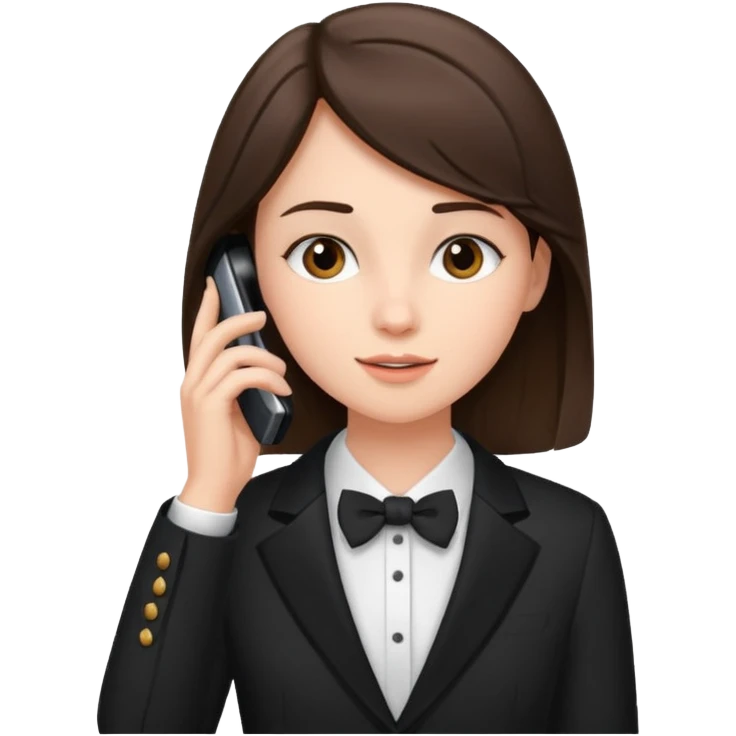 generate a brunette teen dressed formally, calling on a mobile emoji