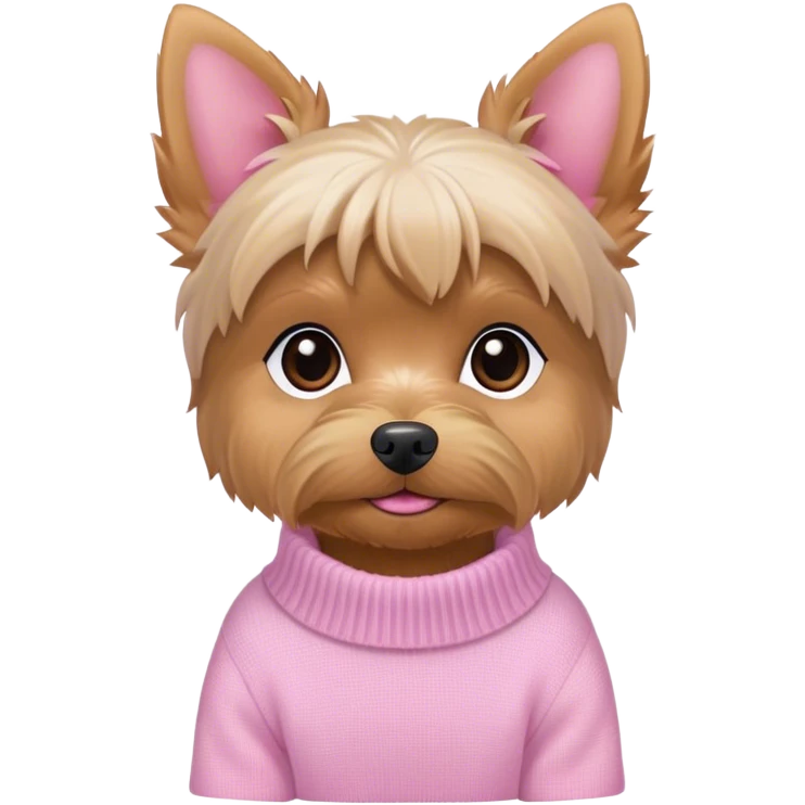 Cute little white yorkie in a pink sweater emoji