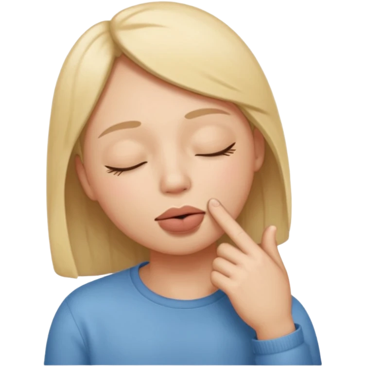 una cara con los ojos cerrados y con un dedo en la boca emoji