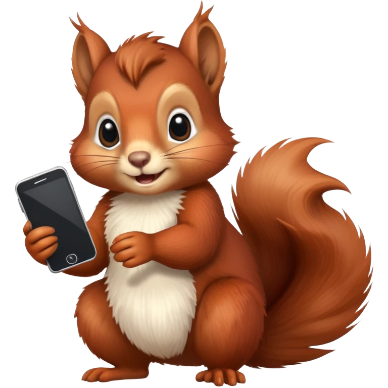 Red squirrel holding a phone emoji