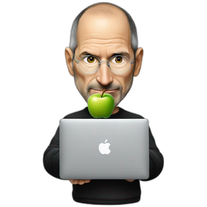 steve jobs eating an apple logo from a macbook emoji