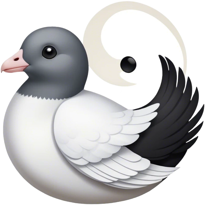 Pigeon and rat form of yin and yang emoji
